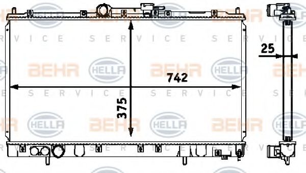 Радиатор, охлаждение двигателя BEHR HELLA SERVICE 8MK 376 718-511