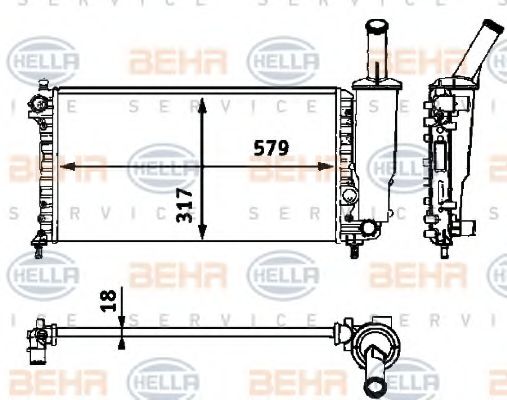 Радиатор, охлаждение двигателя BEHR HELLA SERVICE 8MK 376 718-581