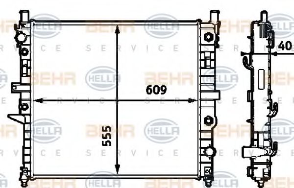 Радиатор, охлаждение двигателя BEHR HELLA SERVICE 8MK 376 718-591