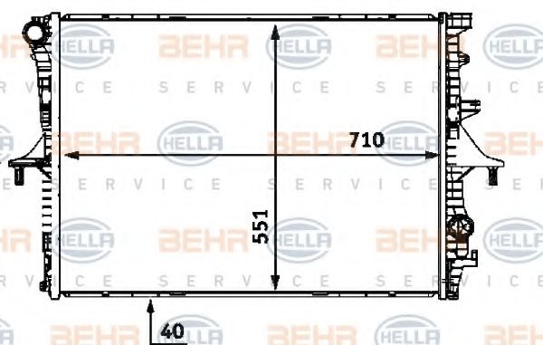 Радиатор, охлаждение двигателя BEHR HELLA SERVICE 8MK 376 719-001