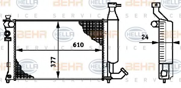 Радиатор, охлаждение двигателя BEHR HELLA SERVICE 8MK 376 719-501