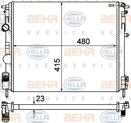 Радиатор, охлаждение двигателя BEHR HELLA SERVICE 8MK 376 719-691