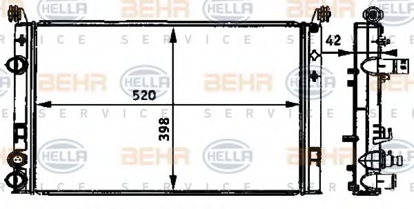 Радиатор, охлаждение двигателя BEHR HELLA SERVICE 8MK 376 720-571