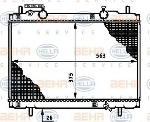 Радиатор, охлаждение двигателя BEHR HELLA SERVICE 8MK 376 720-751