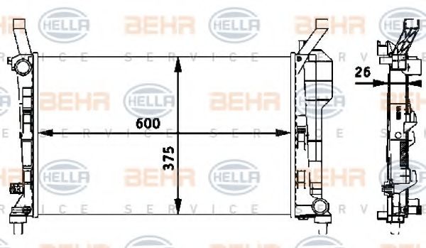 Радиатор, охлаждение двигателя BEHR HELLA SERVICE 8MK 376 721-021