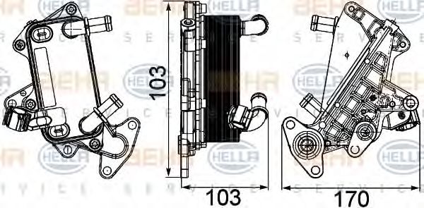 Масляный радиатор, автоматическая коробка передач BEHR HELLA SERVICE 8MO 376 725-311