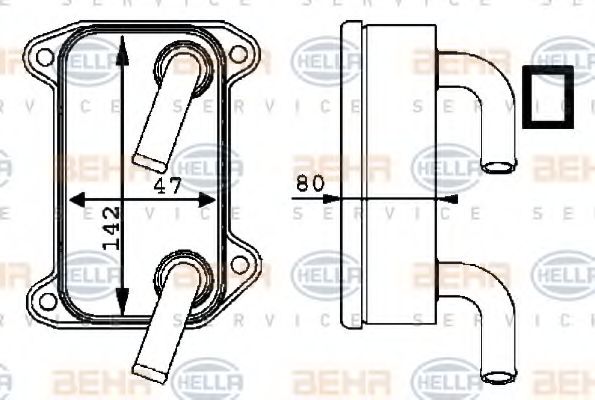 масляный радиатор, двигательное масло BEHR HELLA SERVICE 8MO 376 726-131