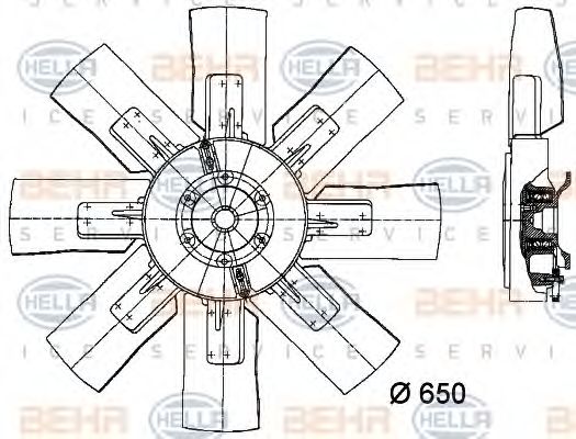 Вентилятор, охлаждение двигателя BEHR HELLA SERVICE 8MV 376 728-131