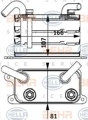 масляный радиатор, двигательное масло BEHR HELLA SERVICE 8MO 376 729-631