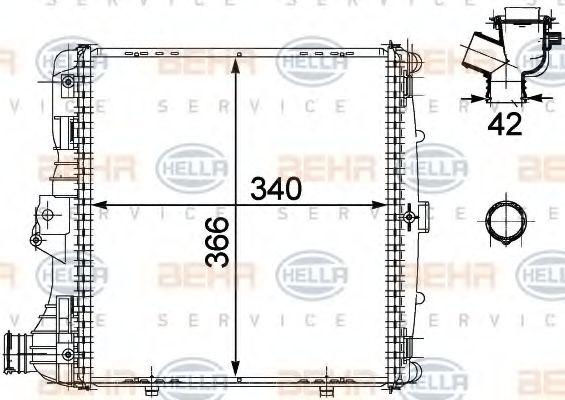 Радиатор, охлаждение двигателя BEHR HELLA SERVICE 8MK 376 730-581