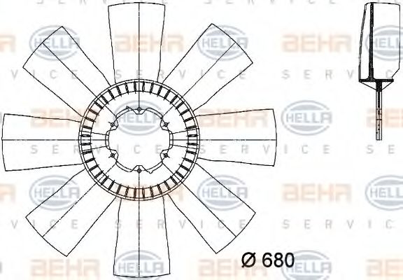 Крыльчатка вентилятора, охлаждение двигателя BEHR HELLA SERVICE 8MV 376 733-071