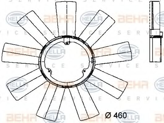 Крыльчатка вентилятора, охлаждение двигателя BEHR HELLA SERVICE 8MV 376 733-171