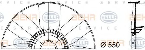 Крыльчатка вентилятора, охлаждение двигателя BEHR HELLA SERVICE 8MV 376 733-191