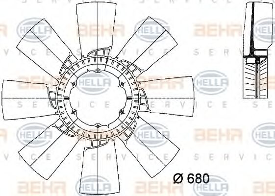 Крыльчатка вентилятора, охлаждение двигателя BEHR 81983