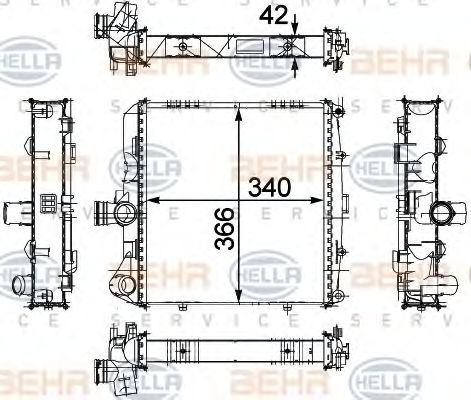 Радиатор, охлаждение двигателя BEHR HELLA SERVICE 8MK 376 733-671