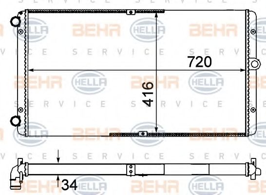 Радиатор, охлаждение двигателя BEHR HELLA SERVICE 8MK 376 735-001