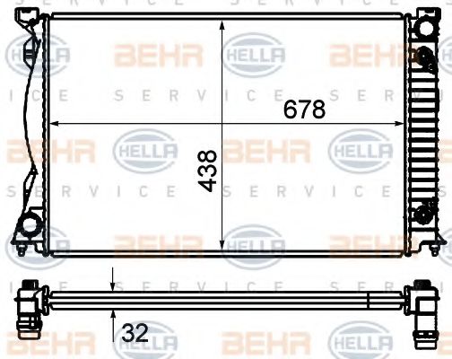 Радиатор, охлаждение двигателя BEHR HELLA SERVICE 8MK 376 735-011