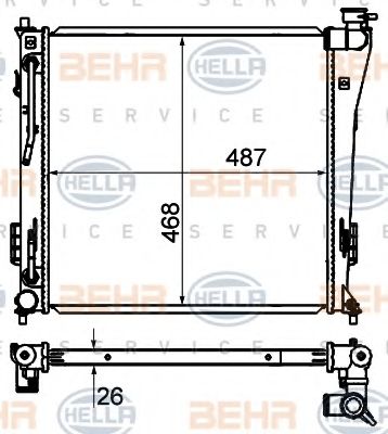 Радиатор, охлаждение двигателя BEHR HELLA SERVICE 8MK 376 735-261