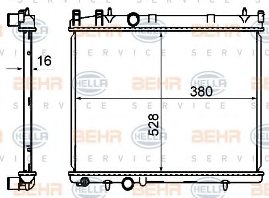 Радиатор, охлаждение двигателя BEHR HELLA SERVICE 8MK 376 735-301
