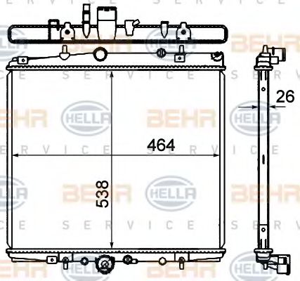 Радиатор, охлаждение двигателя BEHR HELLA SERVICE 8MK 376 735-321