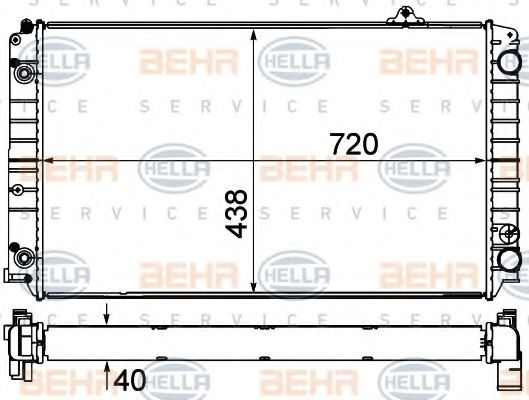 Радиатор, охлаждение двигателя BEHR HELLA SERVICE 8MK 376 735-341