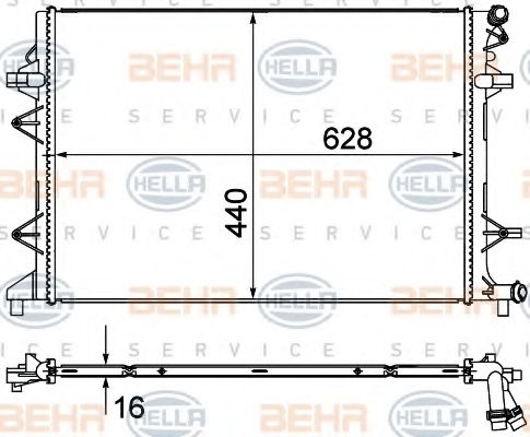 Радиатор, охлаждение двигателя BEHR HELLA SERVICE 8MK 376 735-371