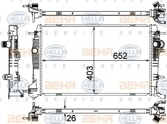 Радиатор, охлаждение двигателя BEHR HELLA SERVICE 8MK 376 735-391