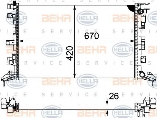 Радиатор, охлаждение двигателя BEHR HELLA SERVICE 8MK 376 745-211