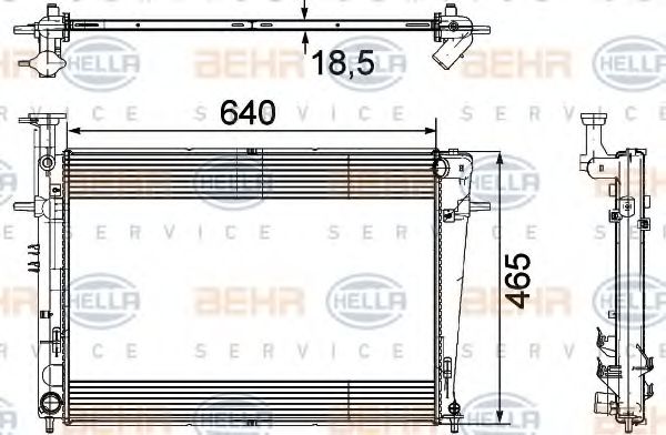 Радиатор, охлаждение двигателя BEHR HELLA SERVICE 8MK 376 745-611