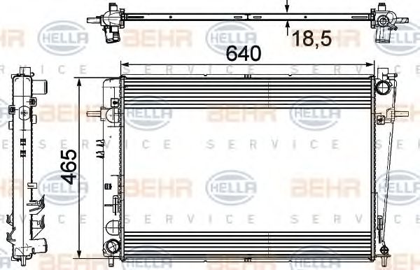 Радиатор, охлаждение двигателя BEHR HELLA SERVICE 8MK 376 745-621