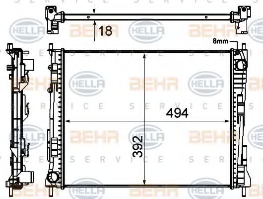 Радиатор, охлаждение двигателя BEHR HELLA SERVICE 8MK 376 746-251
