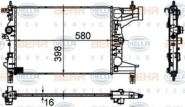 Радиатор, охлаждение двигателя BEHR HELLA SERVICE 8MK 376 748-731