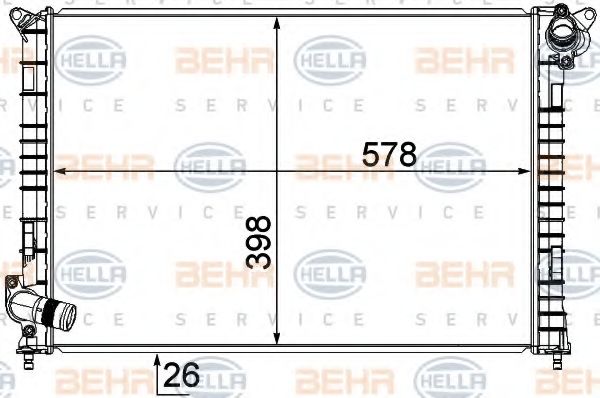 Радиатор, охлаждение двигателя BEHR HELLA SERVICE 8MK 376 749-521