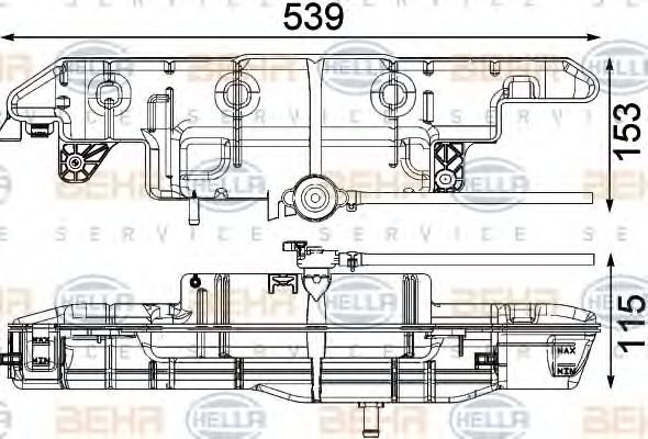 Компенсационный бак, охлаждающая жидкость BEHR HELLA SERVICE 8MA 376 751-211