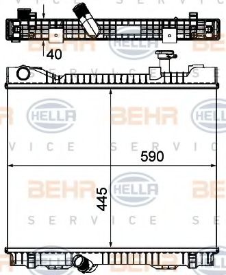 Радиатор, охлаждение двигателя BEHR HELLA SERVICE 8MK 376 751-221