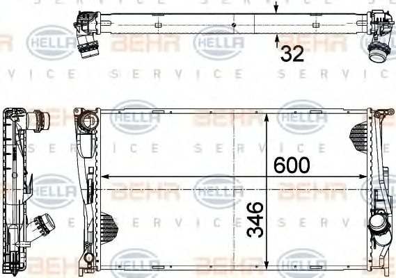 Радиатор, охлаждение двигателя BEHR HELLA SERVICE 8MK 376 754-021