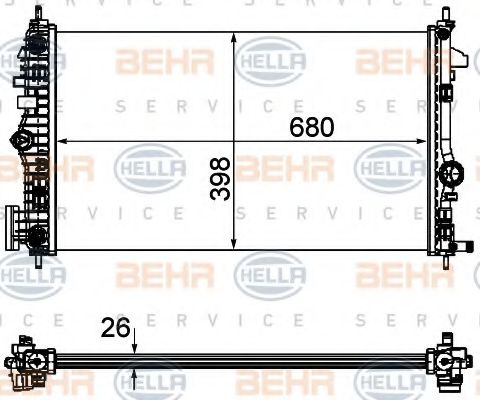 Радиатор, охлаждение двигателя BEHR HELLA SERVICE 8MK 376 754-361