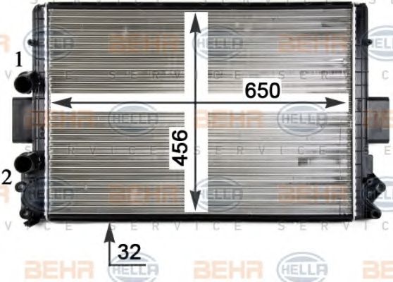 Радиатор, охлаждение двигателя BEHR HELLA SERVICE 8MK 376 754-391