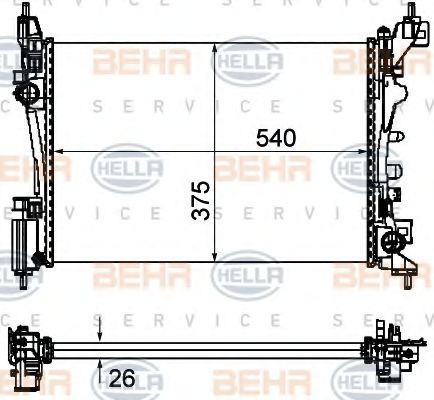 Радиатор, охлаждение двигателя BEHR HELLA SERVICE 8MK 376 754-571