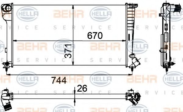 Радиатор, охлаждение двигателя BEHR HELLA SERVICE 8MK 376 755-351