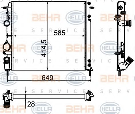 Радиатор, охлаждение двигателя BEHR HELLA SERVICE 8MK 376 755-361