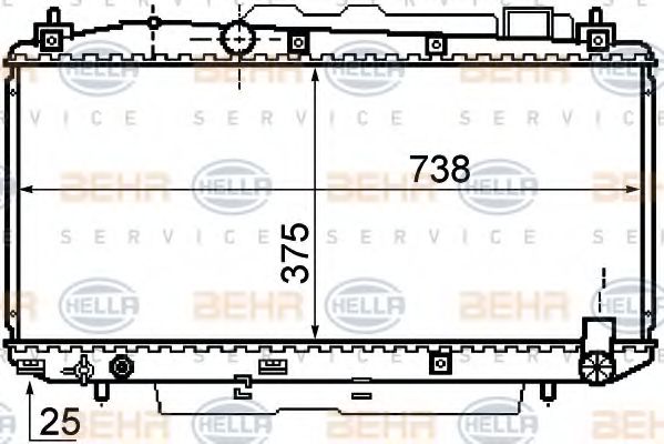 Радиатор, охлаждение двигателя BEHR HELLA SERVICE 8MK 376 755-791