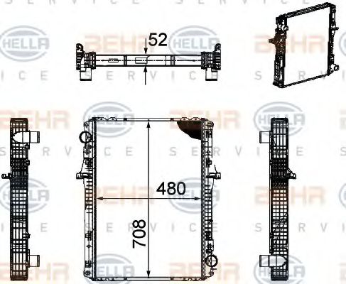 Радиатор, охлаждение двигателя BEHR HELLA SERVICE 8MK 376 756-041
