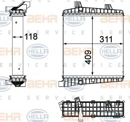 Радиатор, охлаждение двигателя BEHR HELLA SERVICE 8MK 376 756-391