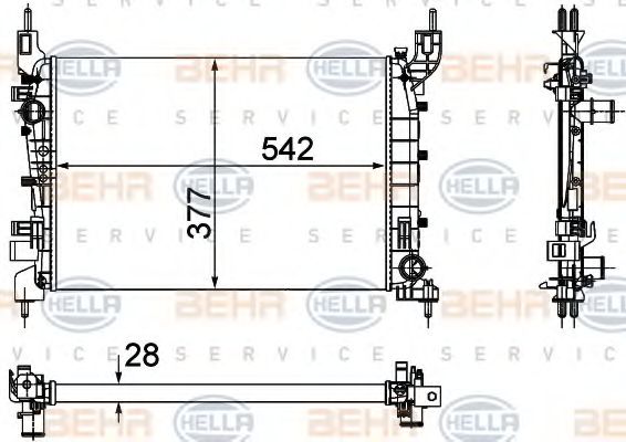 Радиатор, охлаждение двигателя BEHR HELLA SERVICE 8MK 376 756-521