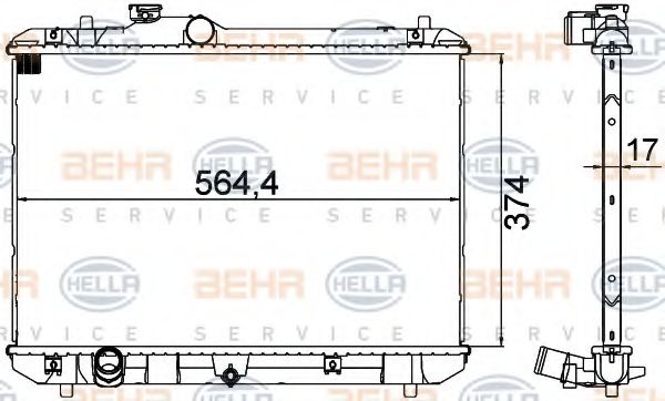 Радиатор, охлаждение двигателя BEHR HELLA SERVICE 8MK 376 756-531