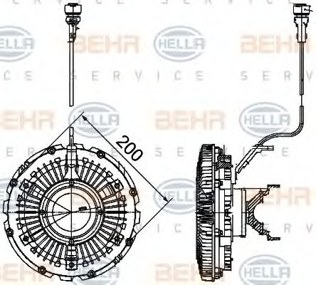 Сцепление, вентилятор радиатора BEHR HELLA SERVICE 8MV 376 757-121