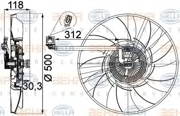 Вентилятор, охлаждение двигателя BEHR HELLA SERVICE 8MV 376 757-311