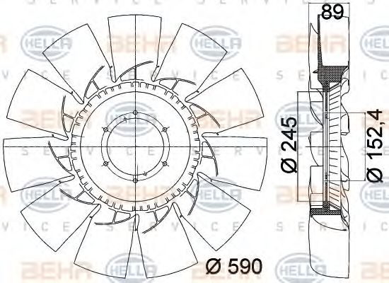 Крыльчатка вентилятора, охлаждение двигателя BEHR HELLA SERVICE 8MV 376 757-761