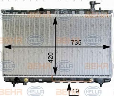 Радиатор, охлаждение двигателя BEHR HELLA SERVICE 8MK 376 762-341